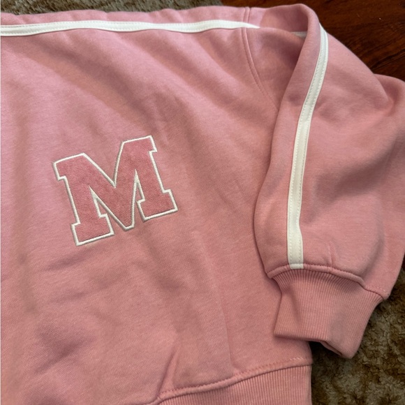 Pink crop sweater M monogram Missguided cotton fleece cropped round neck - Picture 5 of 7